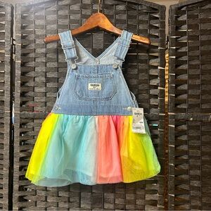New Osh Kosh BGosh overall dress with colorful yainbor skirt size 18 months
